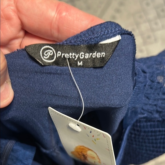 Pretty Garden Elegant Navy Blue Dress - Picture 5 of 7